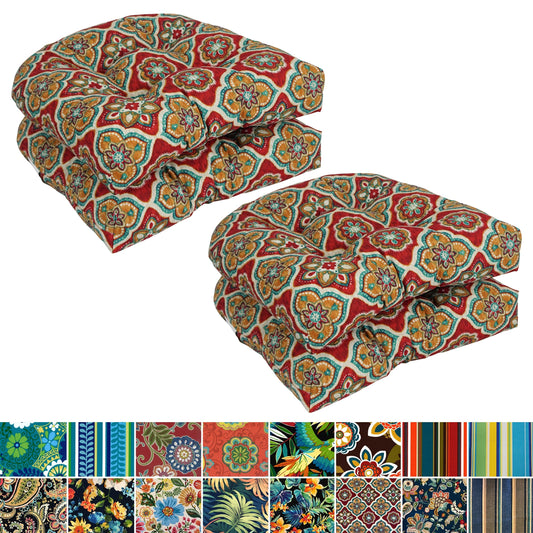 Coussins de chaise d'intérieur/extérieur à dossier arrondi de 19 pouces (ensemble de 4) - 19 x 19