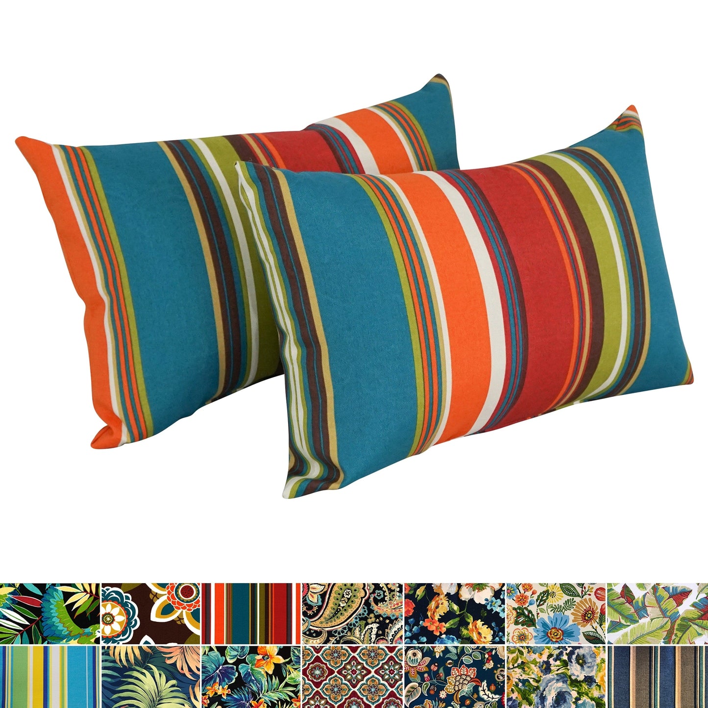 Coussins d'extérieur 19 x 11 pouces (lot de 2, motifs variés) - 19 x 11
