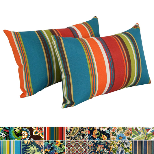 Coussins d'extérieur 19 x 11 pouces (lot de 2, motifs variés) - 19 x 11