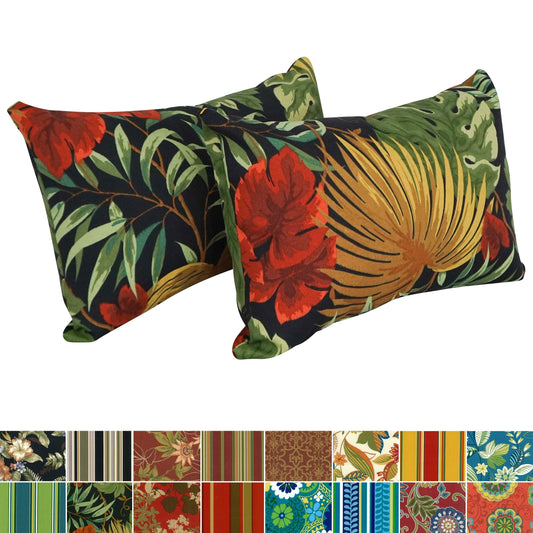 Coussins d'extérieur 19 x 11 pouces (lot de 2, motifs variés) - 19 x 11
