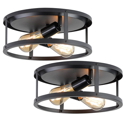 Plafonnier encastré à 2 lampes de style ferme - Lot de 2
