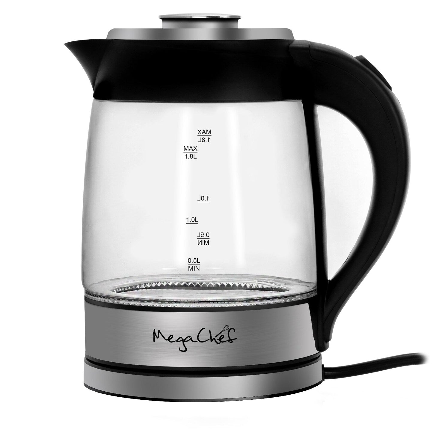 Bouilloire électrique et infuseur à thé en verre et acier inoxydable de 1,8 litre