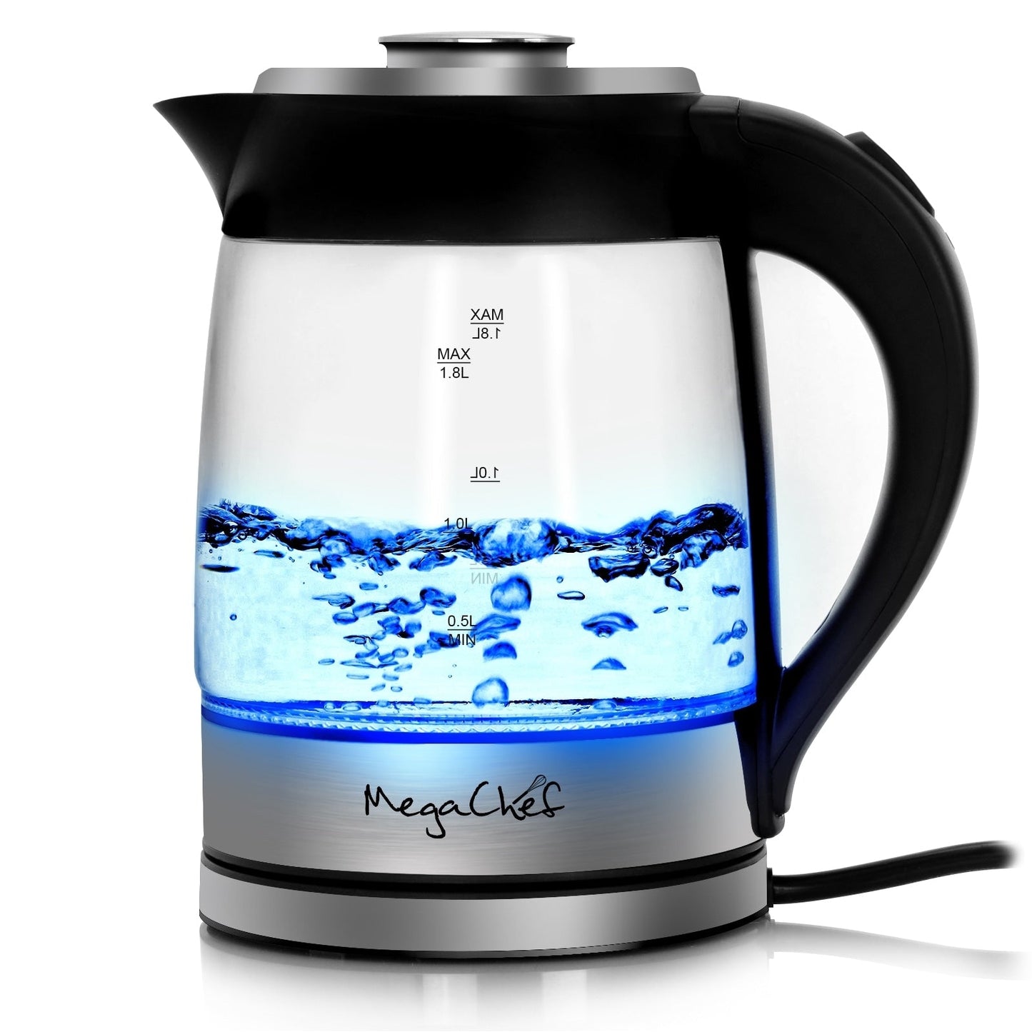 Bouilloire électrique et infuseur à thé en verre et acier inoxydable de 1,8 litre