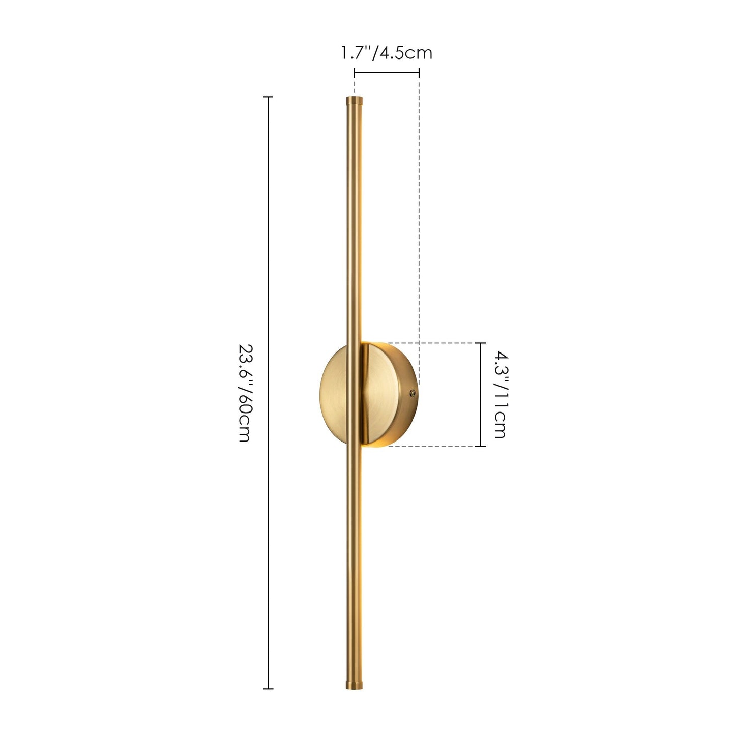Applique murale linéaire moderne à 1 ampoule, noire, dorée et nickel, à LED, à intensité variable, pour salle de bain