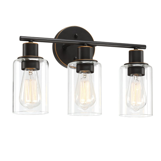 Luminaire de salle de bain à 3 lumières de 17 po, bronze huilé, luminaire de vanité