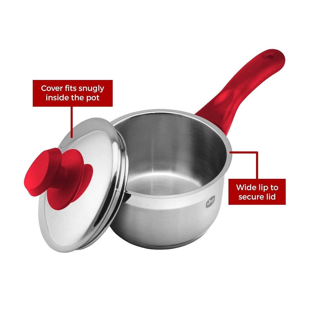 Marmite à sauce professionnelle YBM Home en acier inoxydable 18/10, avec couvercle et base capsule triple épaisseur, compatible induction, avec poignée