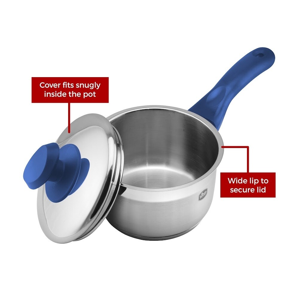 Marmite à sauce professionnelle YBM Home en acier inoxydable 18/10, avec couvercle et base capsule triple épaisseur, compatible induction, avec poignée