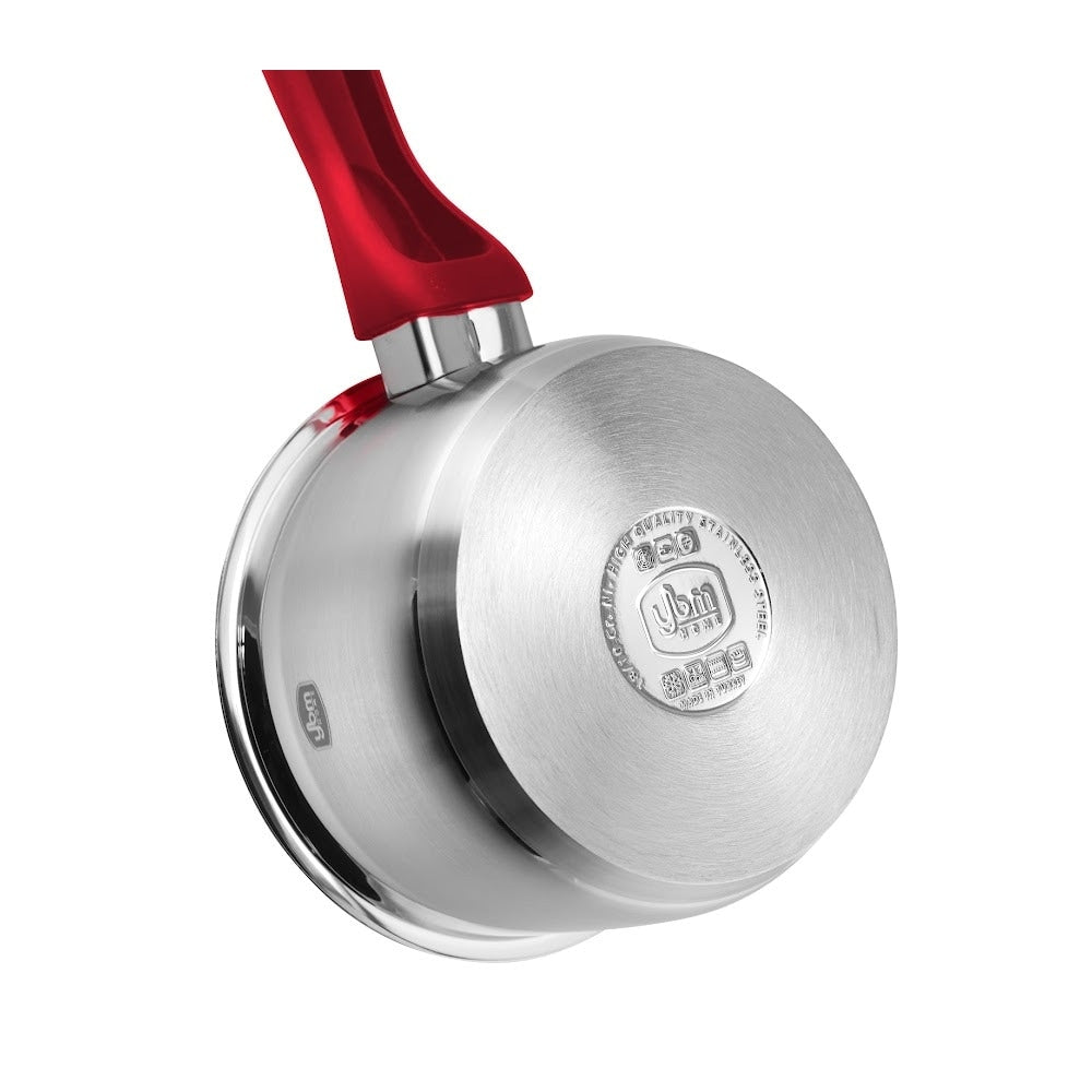 Marmite à sauce professionnelle YBM Home en acier inoxydable 18/10, avec couvercle et base capsule triple épaisseur, compatible induction, avec poignée