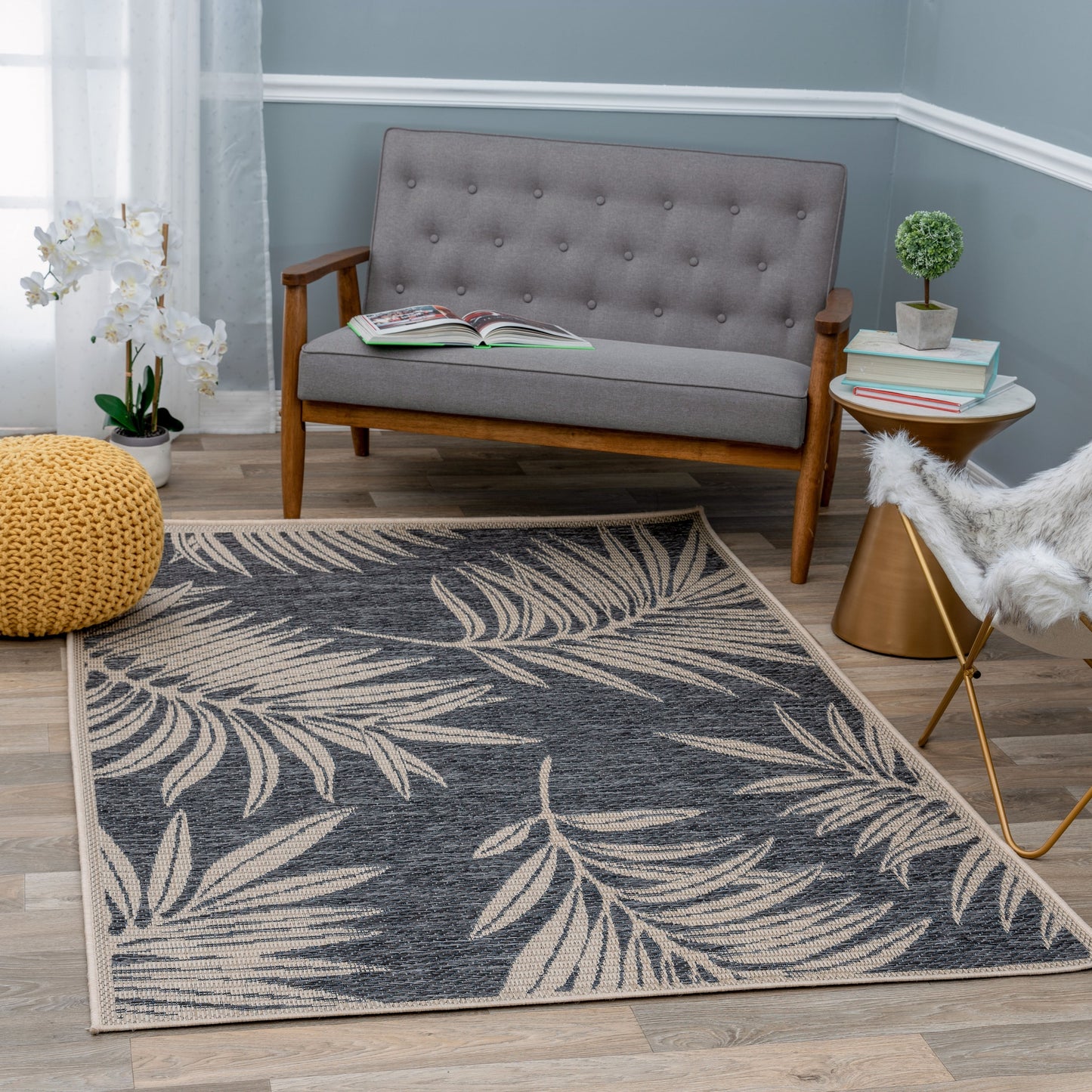 Tapis d'intérieur/extérieur contemporain à motif floral World Rug Gallery