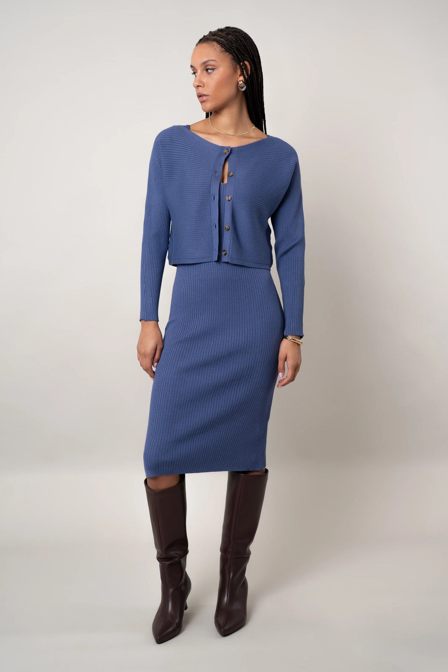 The Two-Piece Ribbed Dress Set