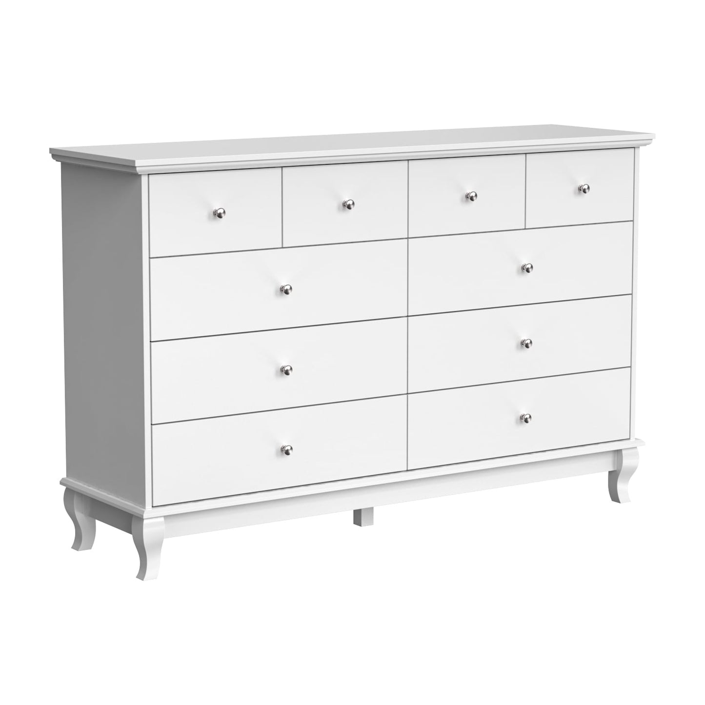 Commode double blanche à 10 tiroirs pour chambre à coucher, grand espace de rangement