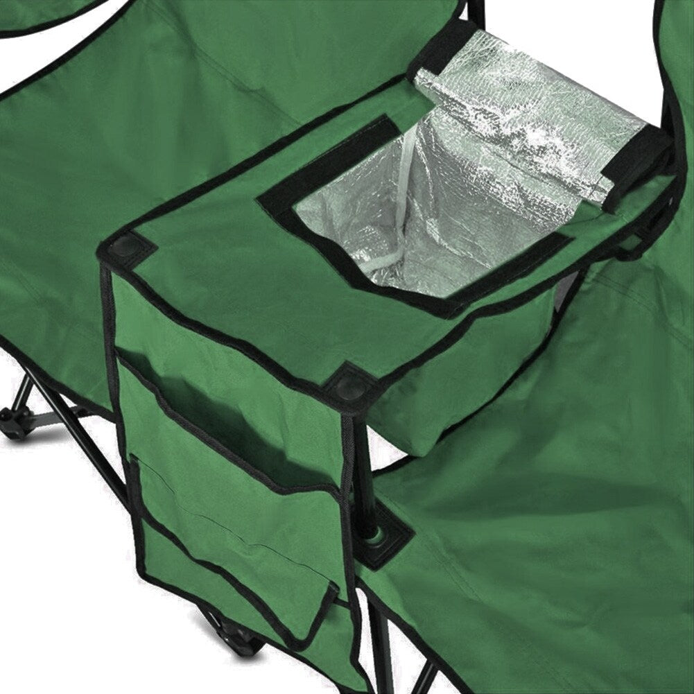 Chaise pliante double portable GoTeam avec parapluie amovible, sac isotherme et étui de transport