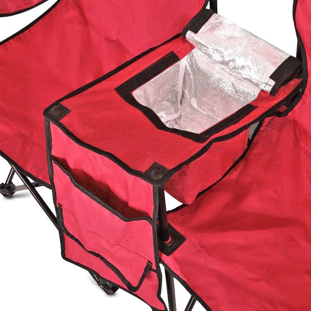 Chaise pliante double portable GoTeam avec parapluie amovible, sac isotherme et étui de transport