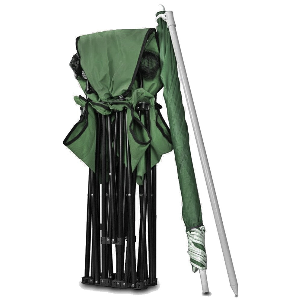 Chaise pliante double portable GoTeam avec parapluie amovible, sac isotherme et étui de transport