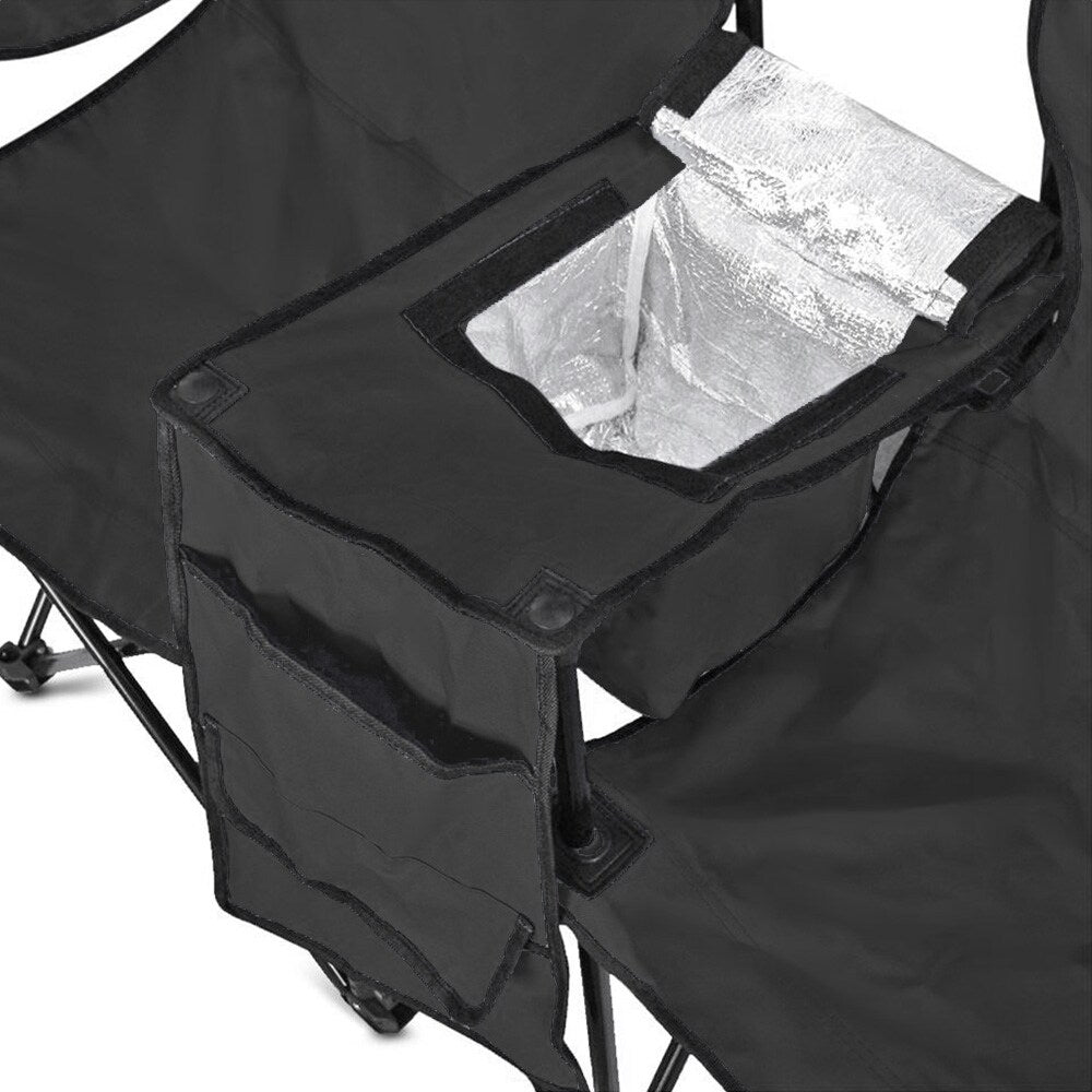 Chaise pliante double portable GoTeam avec parapluie amovible, sac isotherme et étui de transport