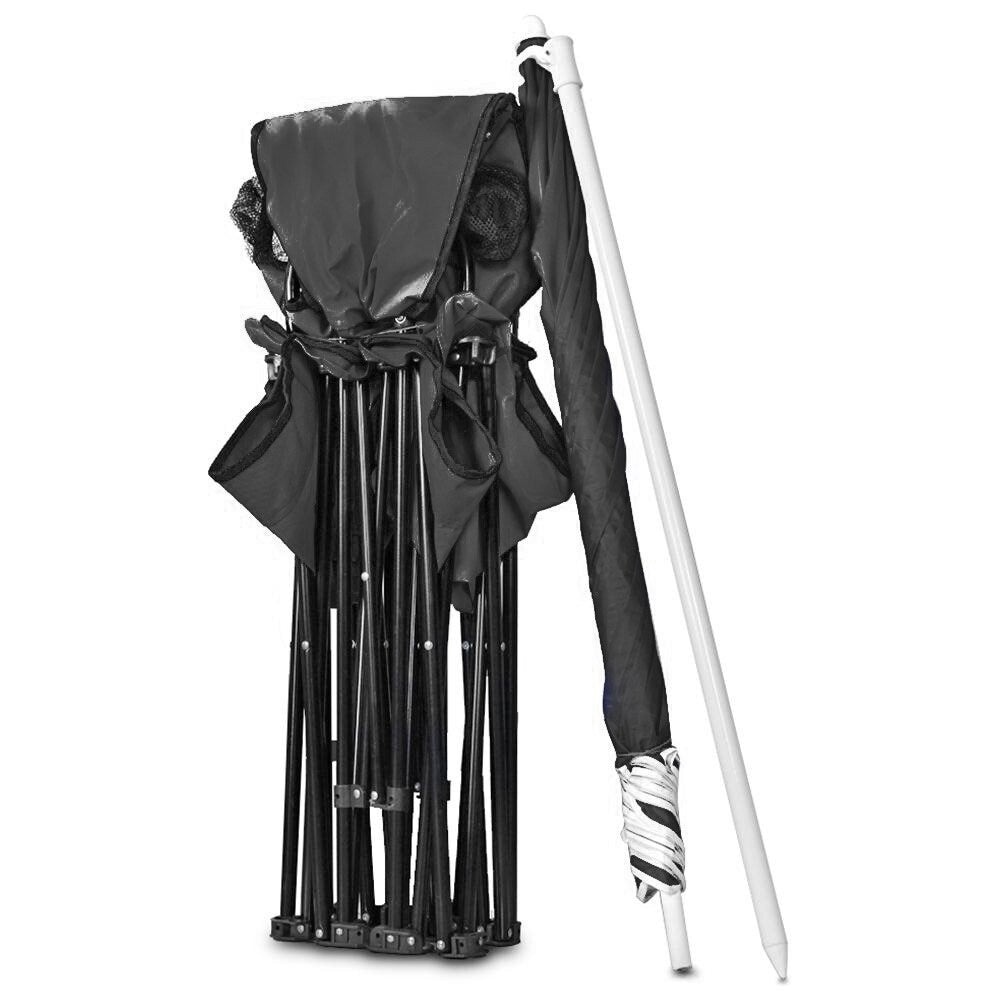 Chaise pliante double portable GoTeam avec parapluie amovible, sac isotherme et étui de transport