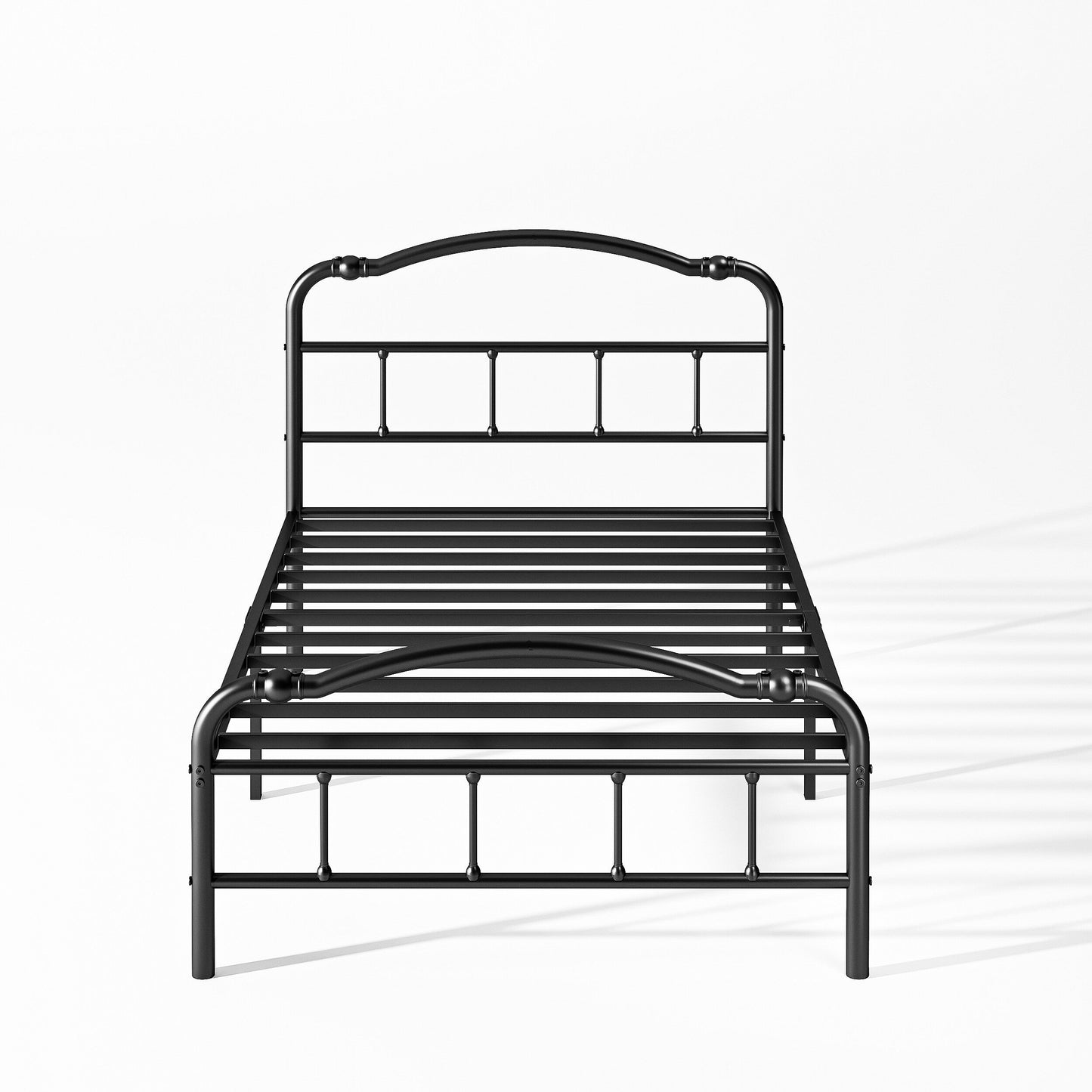 Cadre de lit en métal robuste de 14 pouces de haut avec style vintage, supporte jusqu'à 2500 lb, assemblage facile et sans grincement