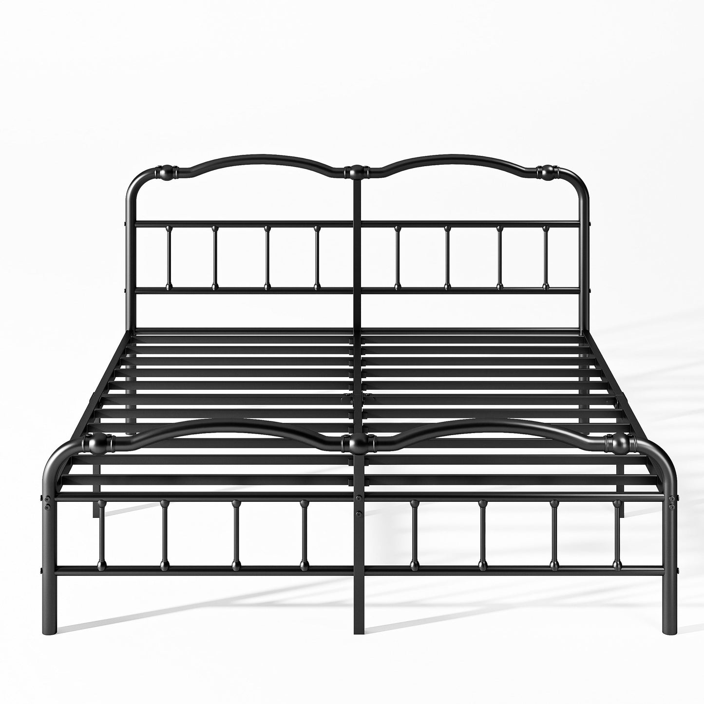Cadre de lit en métal robuste de 14 pouces de haut avec style vintage, supporte jusqu'à 2500 lb, assemblage facile et sans grincement