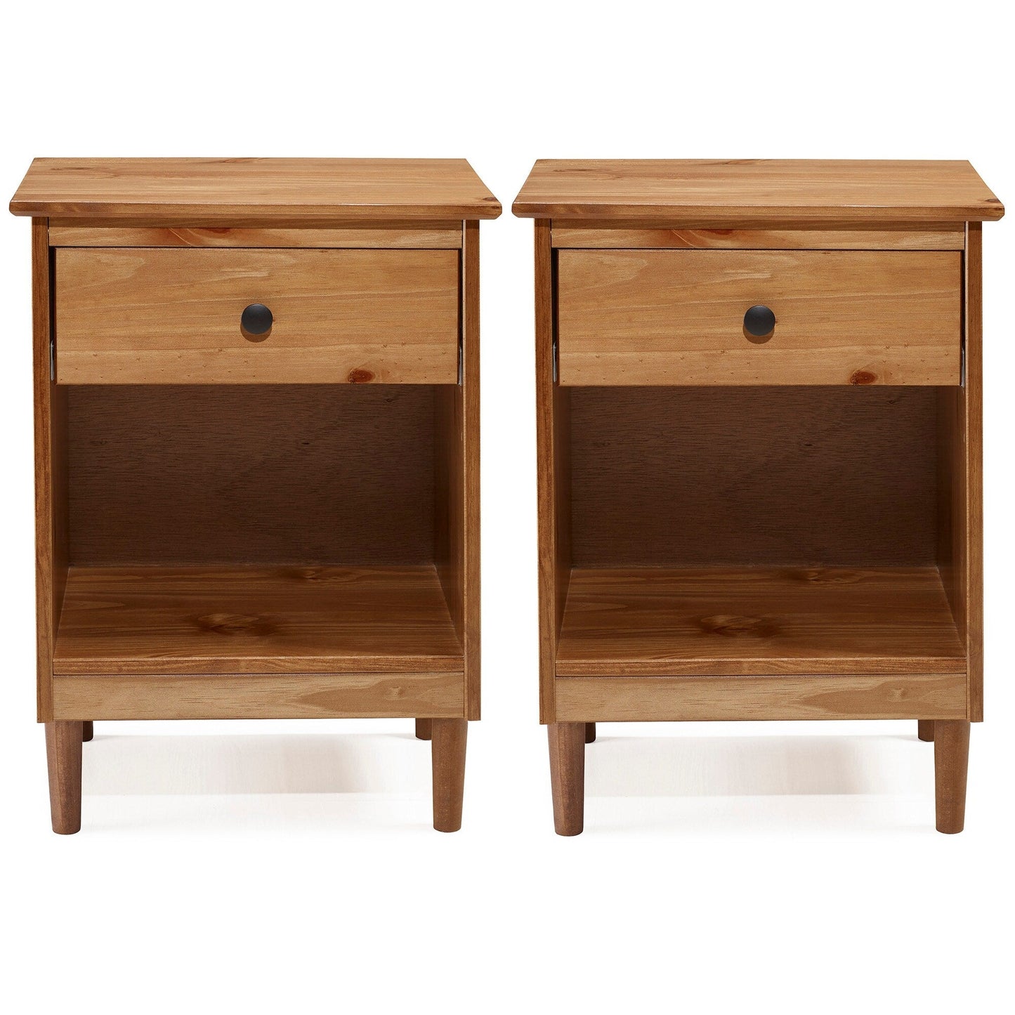 Table de chevet Walker Edison Bullrushes à 1 tiroir en bois massif (lot de 2)