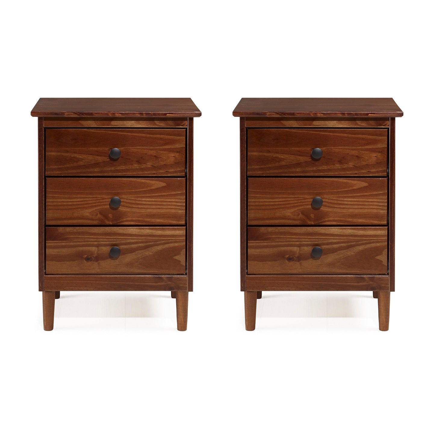 Table de chevet 3 tiroirs en bois massif Walker Edison Bullrushes, lot de 2