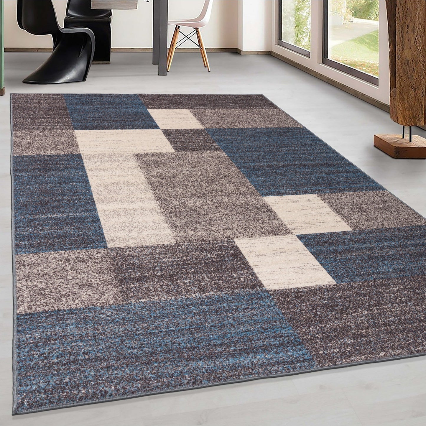 Tapis antidérapant au design moderne de boîtes de la World Rug Gallery