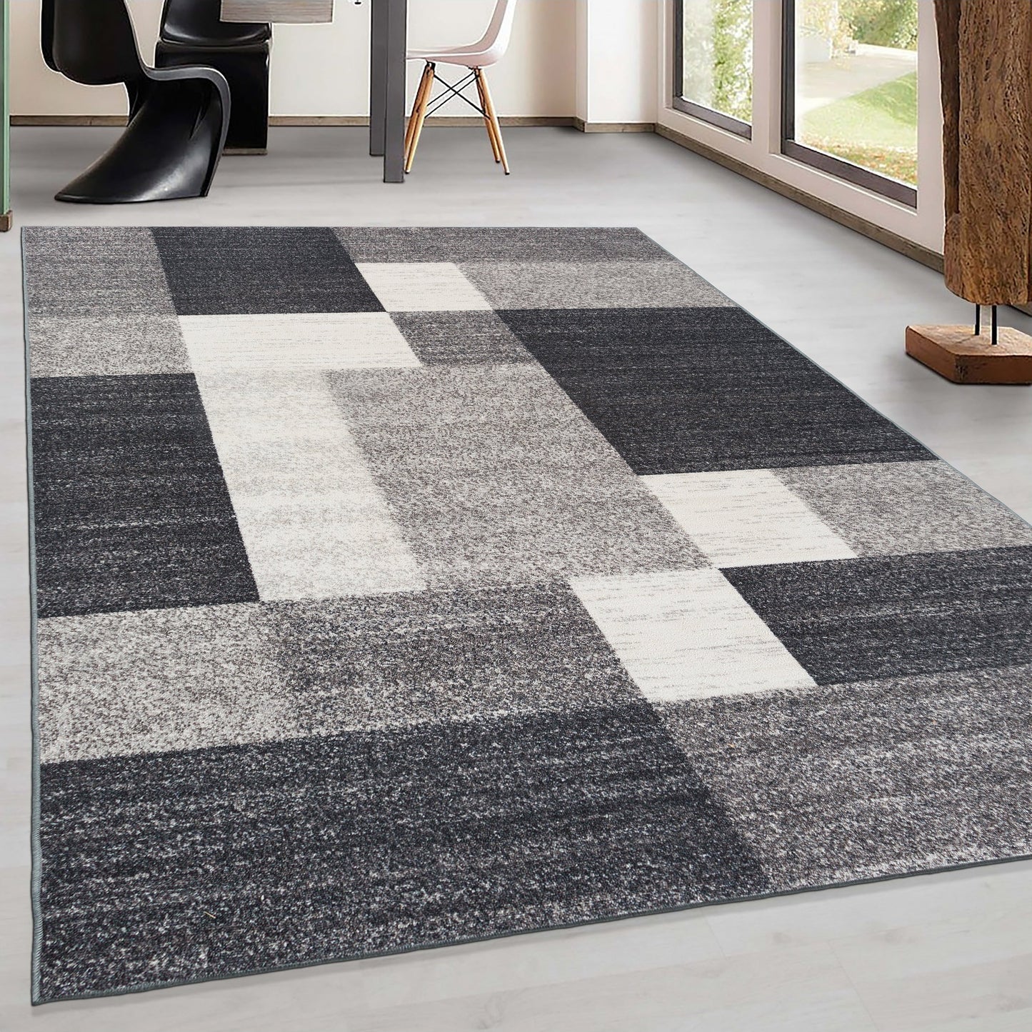 Tapis antidérapant au design moderne de boîtes de la World Rug Gallery