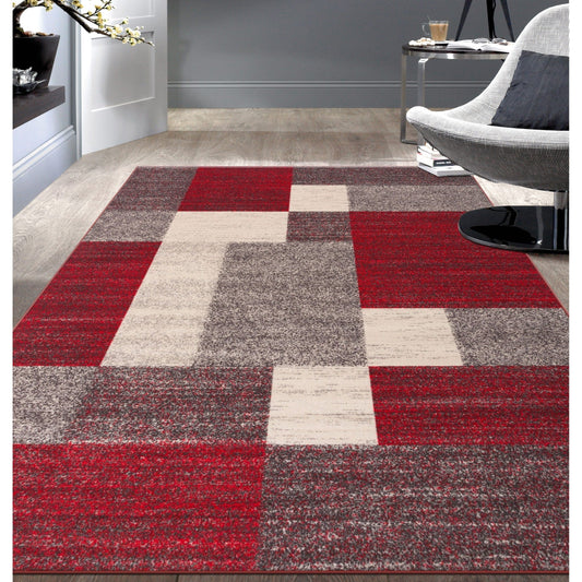 Tapis antidérapant au design moderne de boîtes de la World Rug Gallery