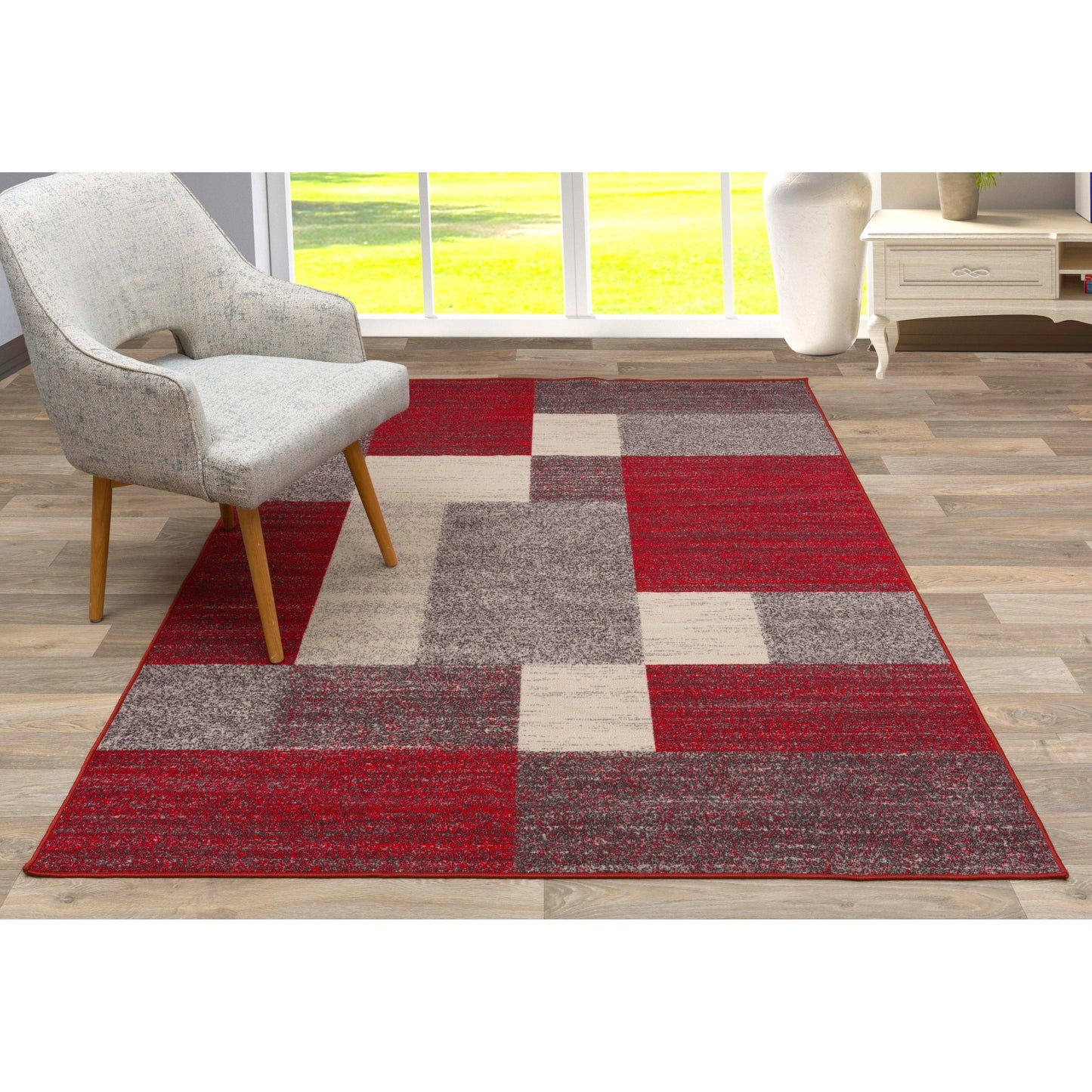 Tapis antidérapant au design moderne de boîtes de la World Rug Gallery