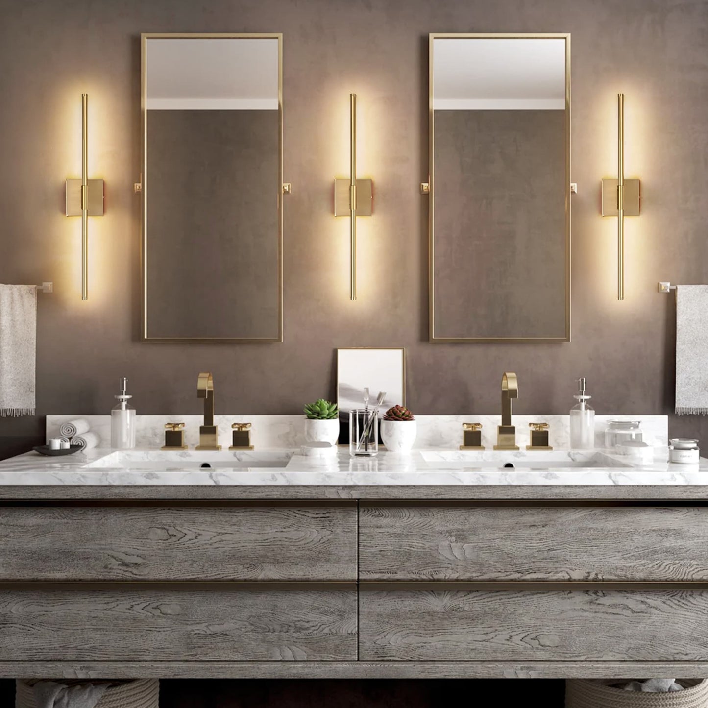 Applique murale de salle de bain à 1 lumière, linéaire et moderne, à intensité variable, à DEL intégrée, de 23,6 po