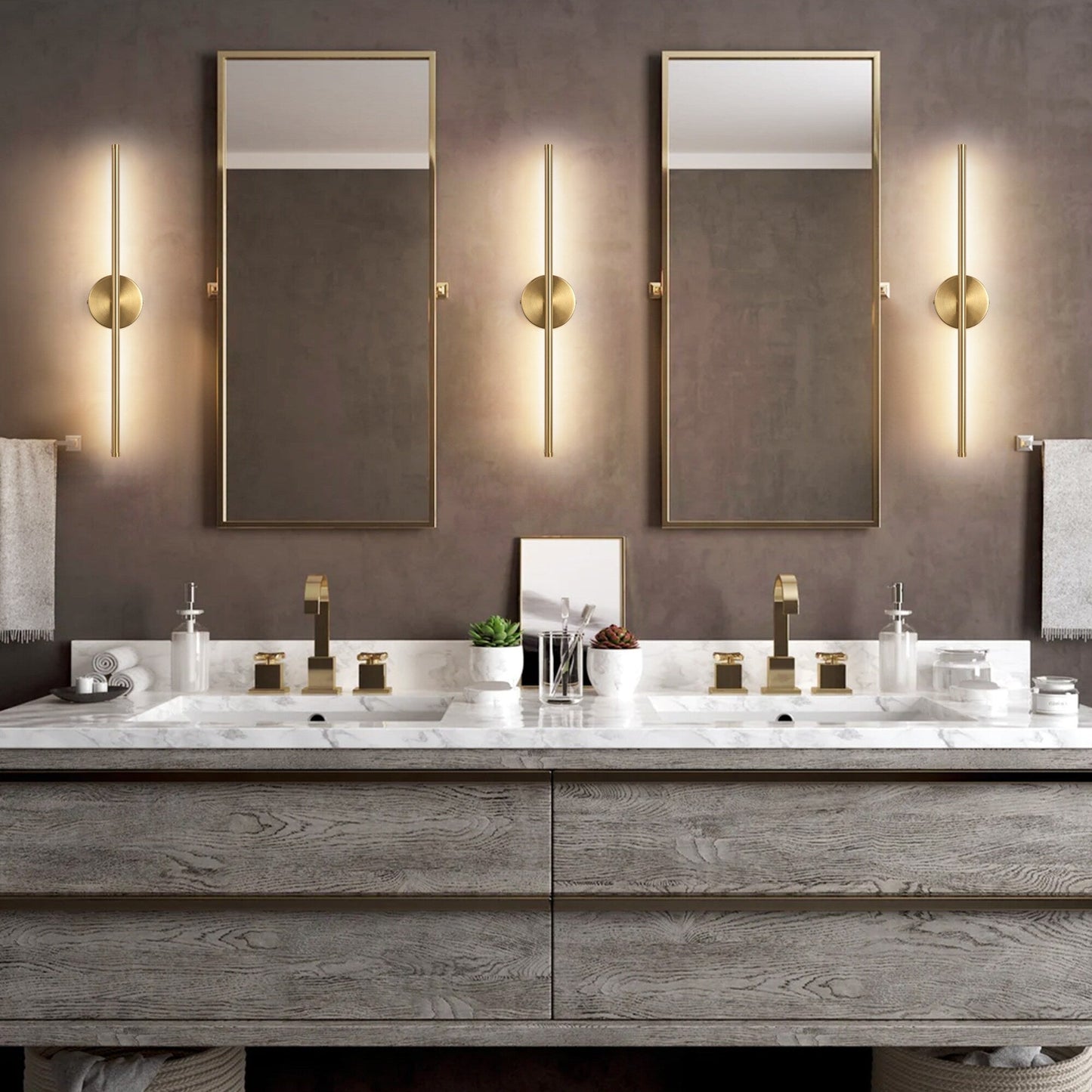 Applique murale de salle de bain à 1 lumière, linéaire et moderne, à intensité variable, à DEL intégrée, de 23,6 po