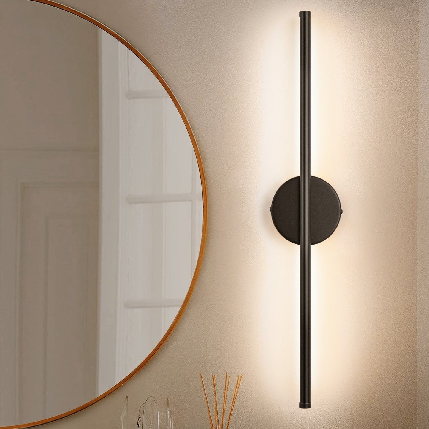 Applique murale de salle de bain à 1 lumière, linéaire et moderne, à intensité variable, à DEL intégrée, de 23,6 po
