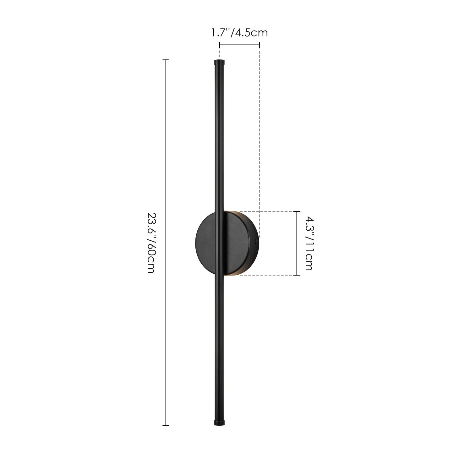Applique murale de salle de bain à 1 lumière, linéaire et moderne, à intensité variable, à DEL intégrée, de 23,6 po