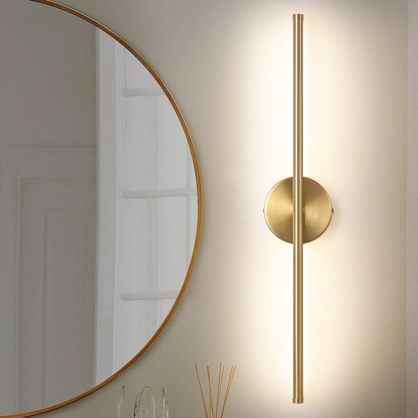 Applique murale de salle de bain à 1 lumière, linéaire et moderne, à intensité variable, à DEL intégrée, de 23,6 po