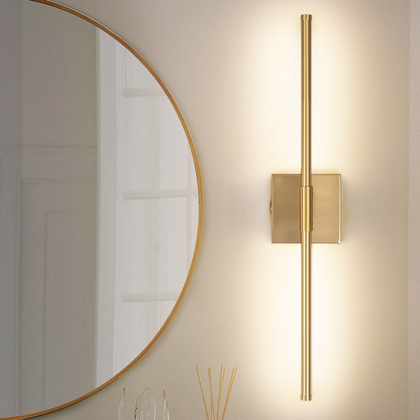 Applique murale de salle de bain à 1 lumière, linéaire et moderne, à intensité variable, à DEL intégrée, de 23,6 po