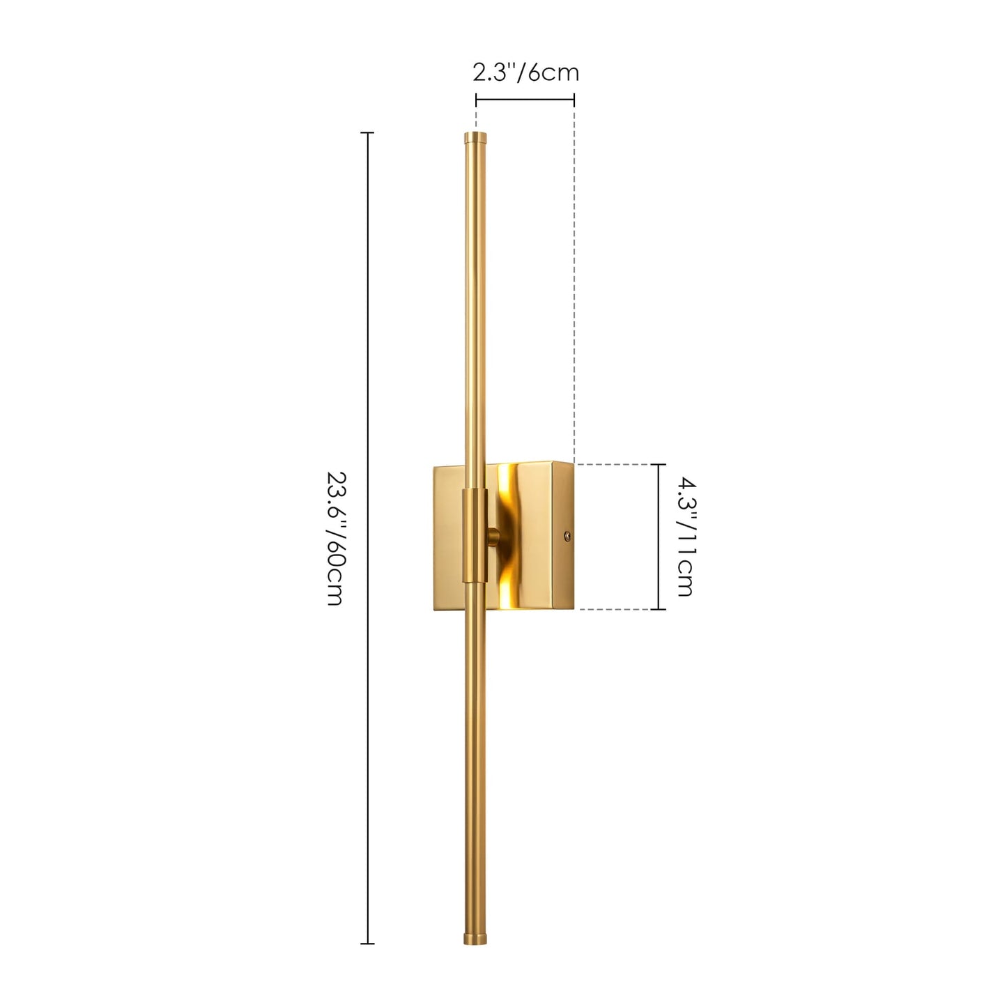 Applique murale de salle de bain à 1 lumière, linéaire et moderne, à intensité variable, à DEL intégrée, de 23,6 po