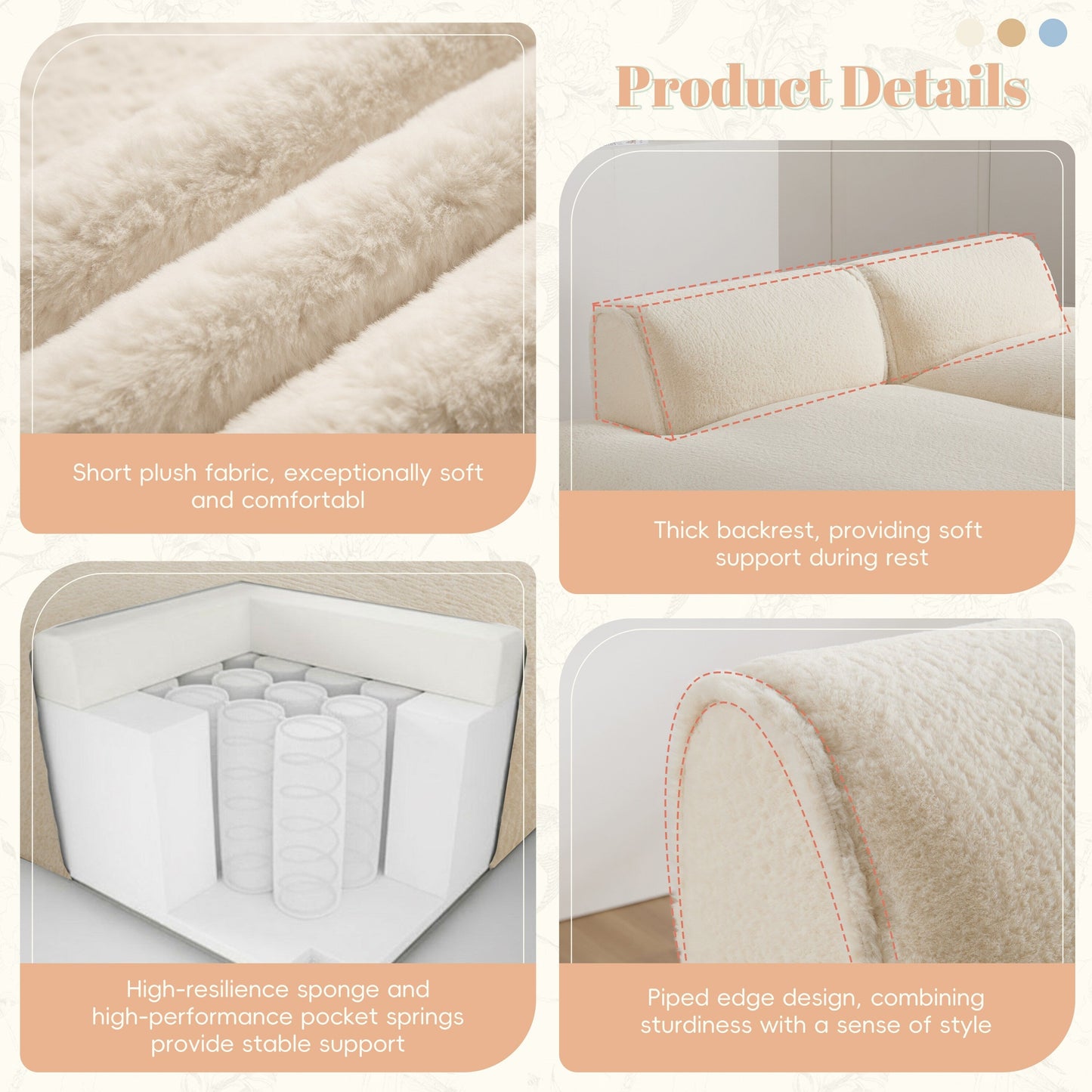 Canapé modulable, entièrement compressé, spacieux, rempli de mousse, pour salon, design adapté aux personnes âgées et aux bébés