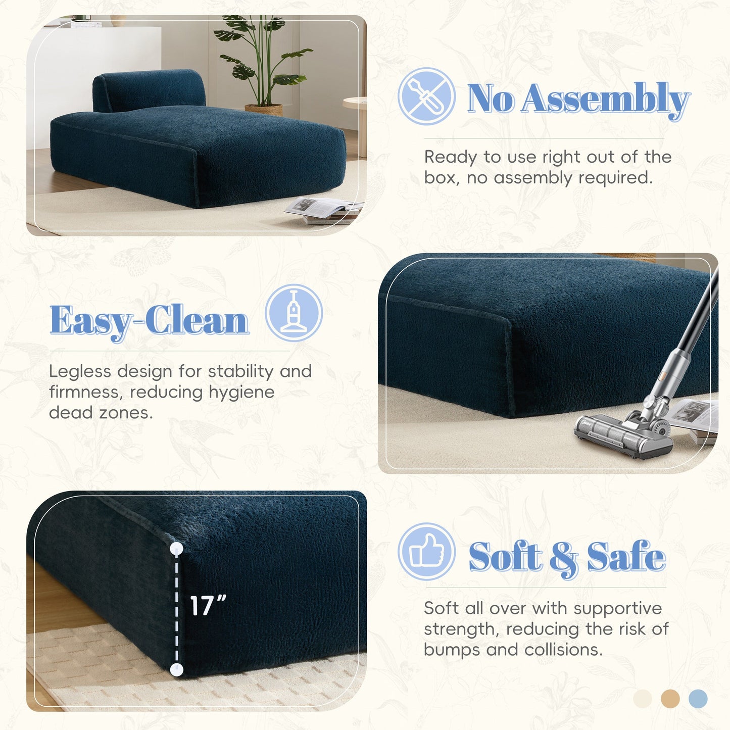 Canapé modulable, entièrement compressé, spacieux, rempli de mousse, pour salon, design adapté aux personnes âgées et aux bébés