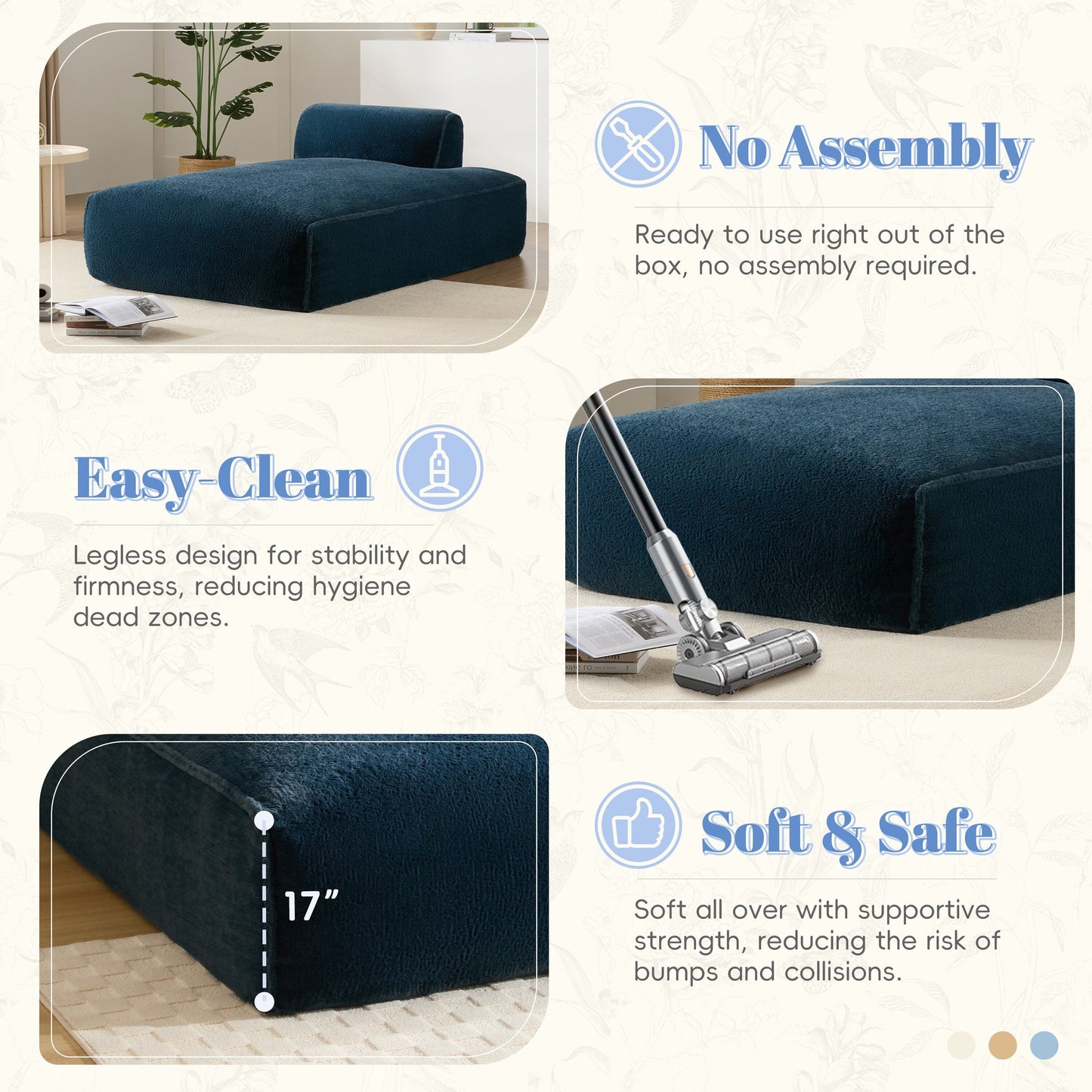 Canapé modulable, entièrement compressé, spacieux, rempli de mousse, pour salon, design adapté aux personnes âgées et aux bébés
