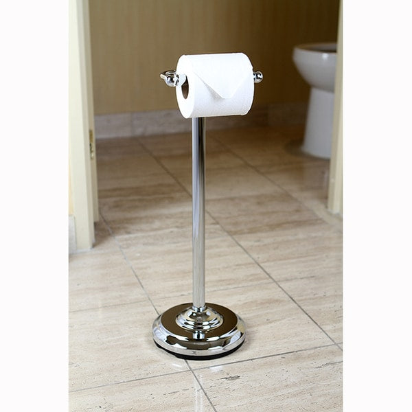 Porte-papier toilette vintage sur pied - Chrome poli