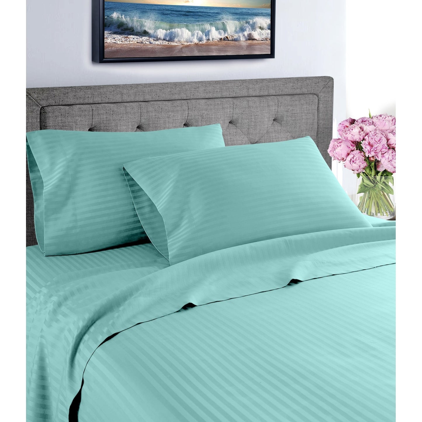 Ensemble de draps à poches profondes en coton riche 1000 fils