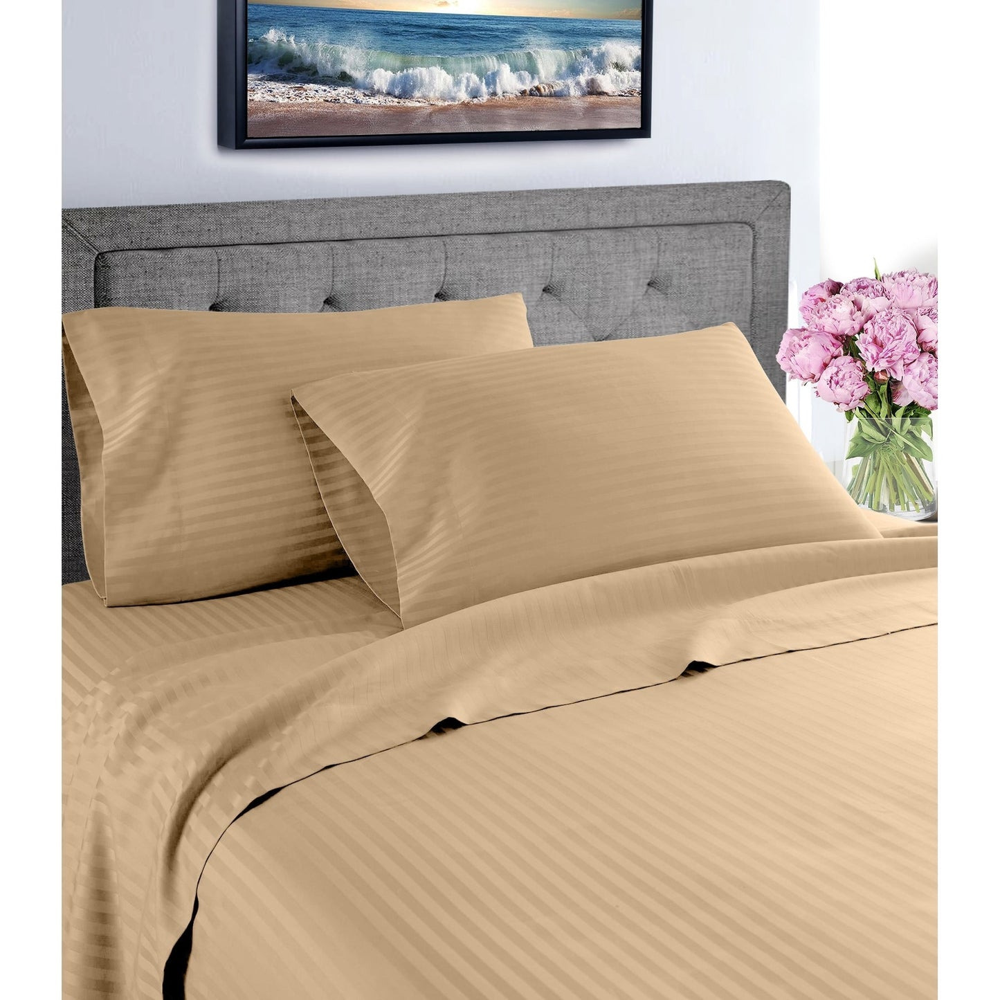Ensemble de draps à poches profondes en coton riche 1000 fils