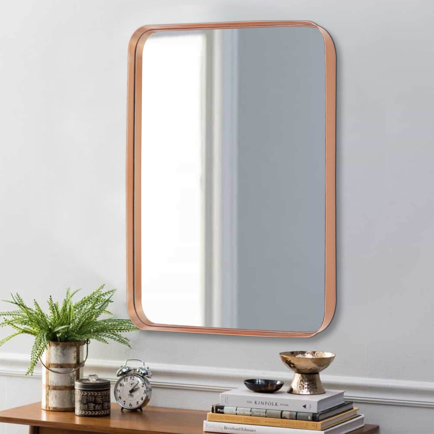 Miroir mural de salle de bain avec coin arrondi (1 pièce)