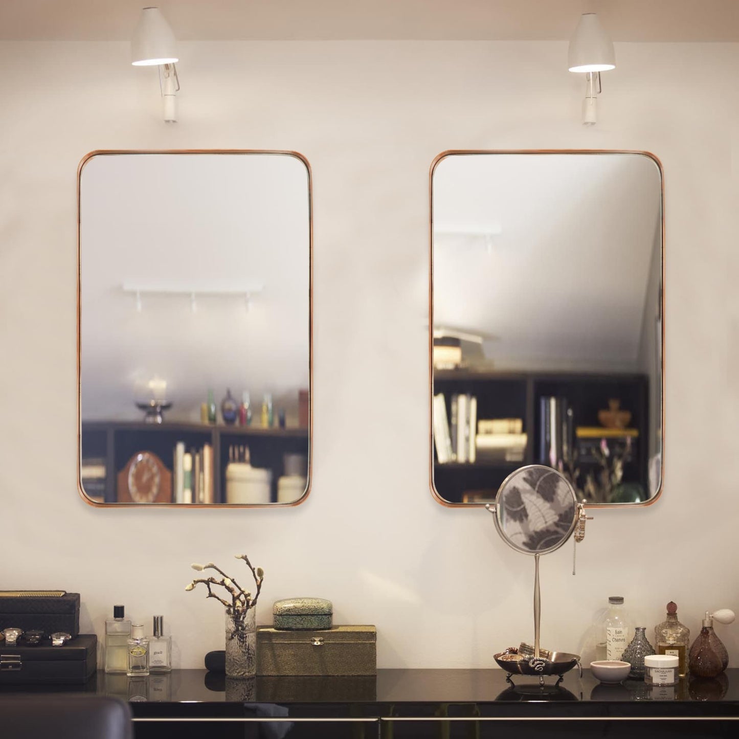 Miroir mural de salle de bain avec coin arrondi (1 pièce)