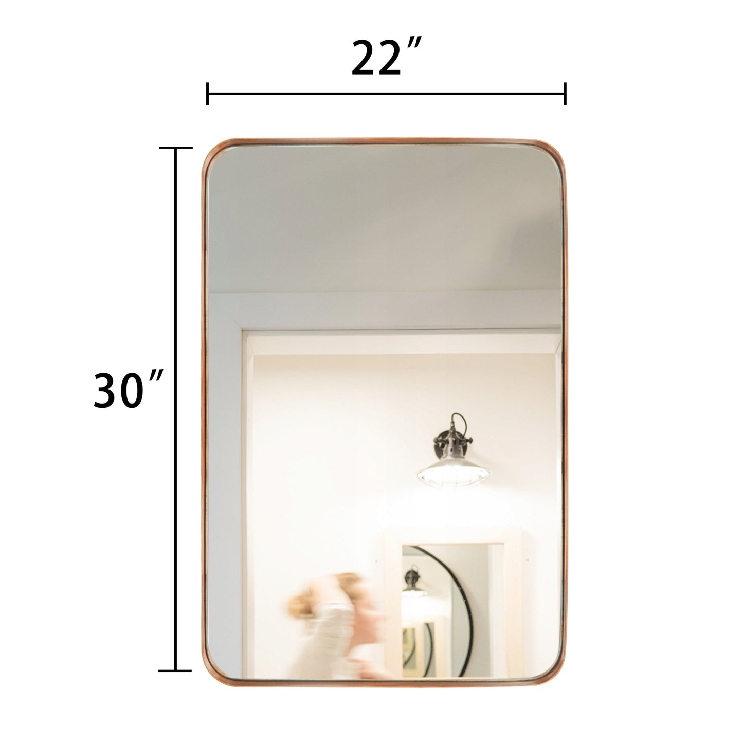 Miroir mural de salle de bain avec coin arrondi (1 pièce)