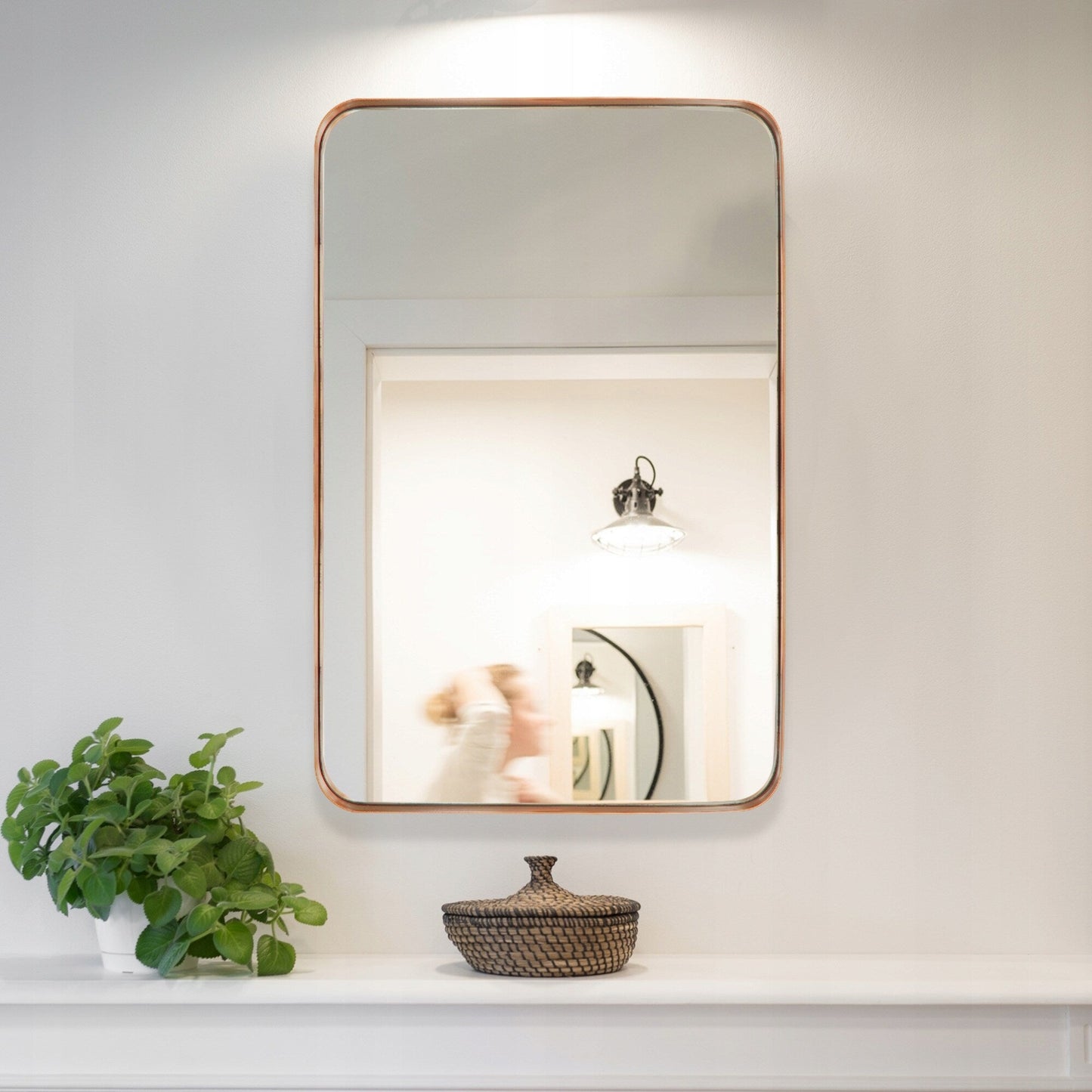 Miroir mural de salle de bain avec coin arrondi (1 pièce)