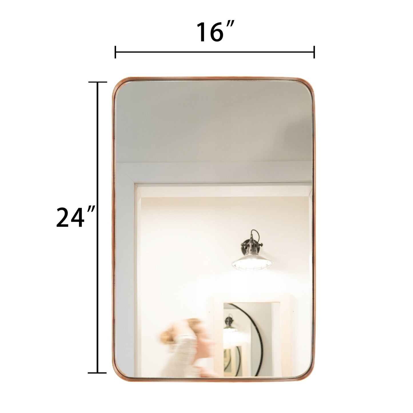 Miroir mural de salle de bain avec coin arrondi (1 pièce)