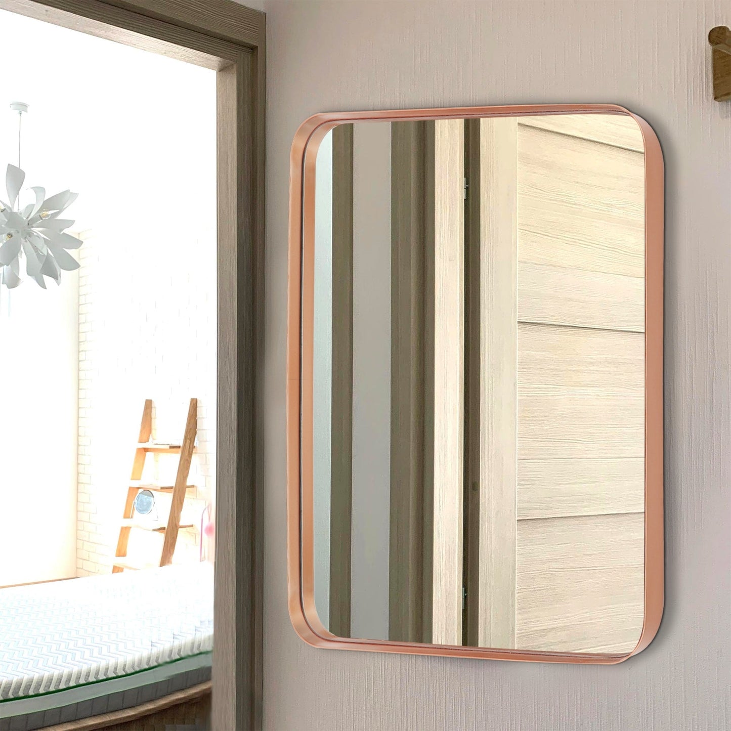 Miroir mural de salle de bain avec coin arrondi (1 pièce)