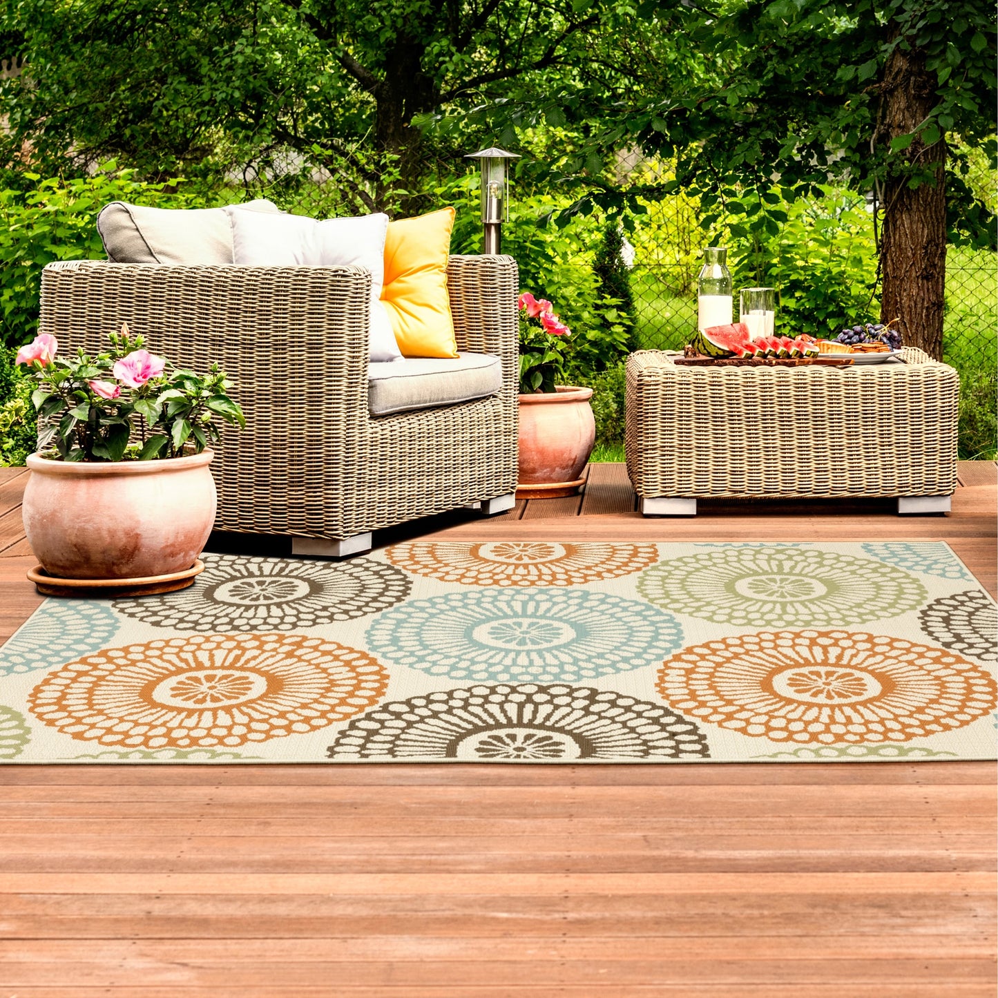 Tapis d'intérieur et d'extérieur multicolore Vista Home Malta Medallions