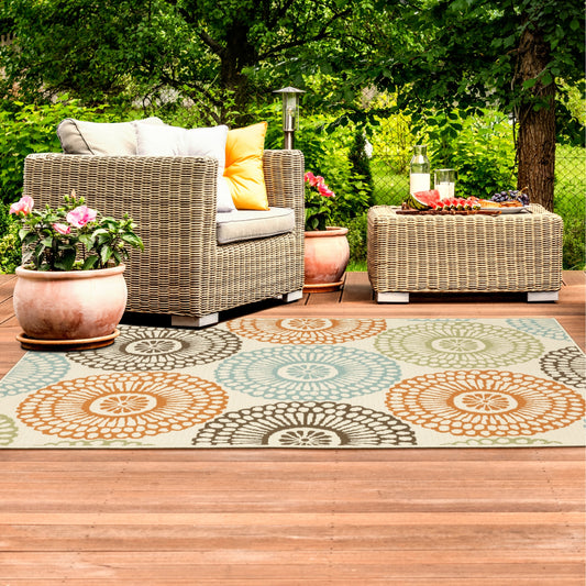 Tapis d'intérieur et d'extérieur multicolore Vista Home Malta Medallions