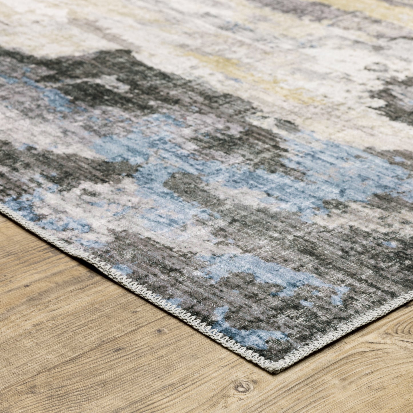 Tapis d'intérieur lavable abstrait gris/bleu Marissa de Vista Home
